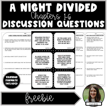Preview of A Night Divided Chapters 1-6 Discussion Questions FREE