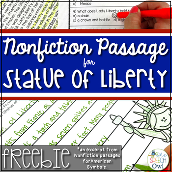 Preview of FREEBIE: Nonfiction Passage for Statue of Liberty