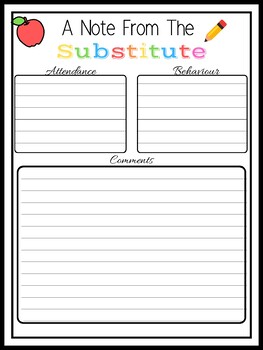A Note From The Substitute Sub Form Version 1 by Miss Figs TPT