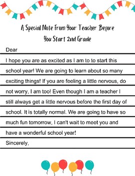 Preview of A Note From Your Teacher For First Day- Prewritten Welcome Letter For Students