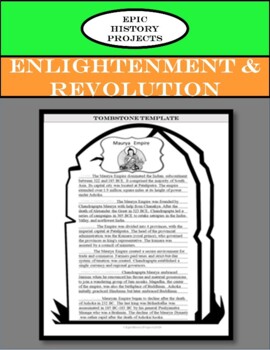 Preview of A.P. World History: Enlightenment - Eulogy/Tombstone Project
