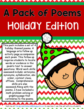 A Pack of Poems: Holiday Poems with Language/Math Practice
