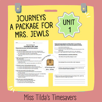 Preview of A Package for Mrs. Jewls - Read and Respond Grade 5 Journeys
