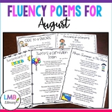 Fluency Poems for August, Monthly Poetry Comprehension or 