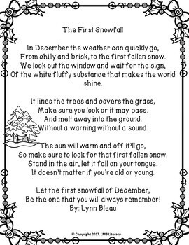 Fluency Poems for December-Monthly Poetry Comprehension or Poetry Centers