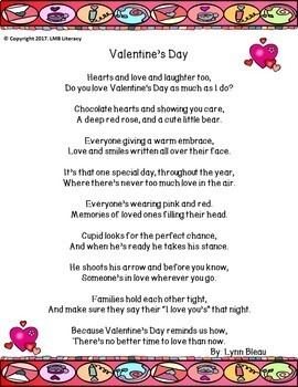 Fluency Poems for February-Monthly Poetry Comprehension, Valentine's Day