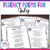 Fluency Poems for July, Monthly Poetry Comprehension or Po