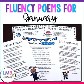 Preview of Fluency poems for January-Monthly Poetry Comprehension or Poetry Centers