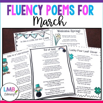 Preview of Fluency Poems for March-Monthly Poetry Comprehension or Poetry Centers