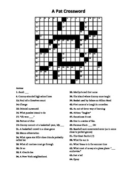A Pat Crossword A Pat Conroy Puzzle by Jay Waggoner TpT