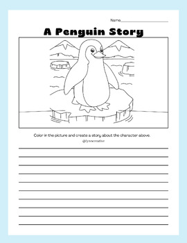 Preview of A Penguin Story - Write & Color