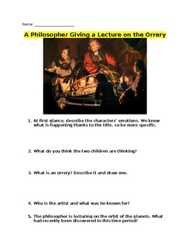 Preview of A Philosopher Giving a Lecture on the Orrery: AP Art History Worksheet