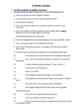 Preview of A Plastic Ocean - Guided Worksheet