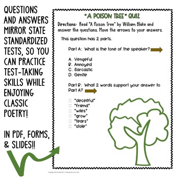 A Poison Tree by Blake: Common Core Poetry Test Prep Lesson, Quiz