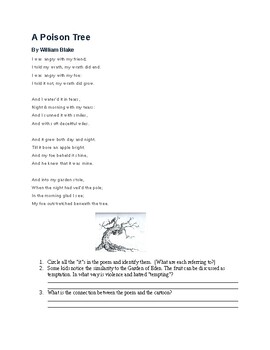 A Poison Tree by William Blake Wrath and Emotions Lesson | TPT