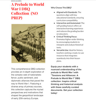 Preview of A Prelude to World War I DBQ Collection NO PREP/SELF GRADING WORLD, AP EURO
