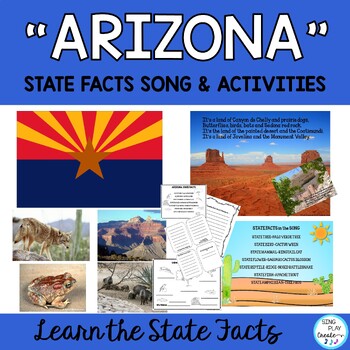 Preview of ARIZONA State Facts Song "A-R-I-Z-O-N-A" with Literacy Activities