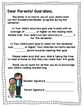 Preview of Accelerated Reader (AR) Parent Resource Letter