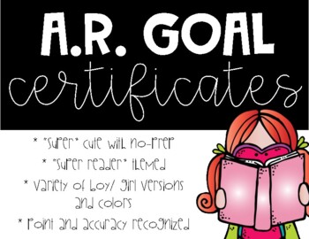 Preview of Accelerated Reader (AR) Reading Goal Certificates [Super Reader Theme]