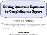 A-REI.4b Solving Quadratic Equations by Completing the Square