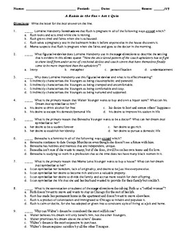 Preview of A Raisin in the Sun 50-Question Multiple Choice Quizzes or Test