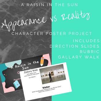 Preview of A Raisin in the Sun: Appearance vs Reality Character Poster Project