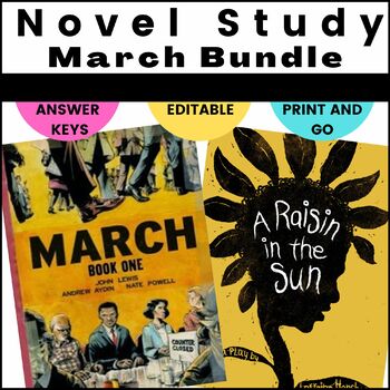 Preview of A Raisin in the Sun Lorraine Hansberry - March John Lewis Novel Study BUNDLE