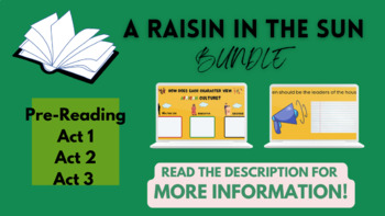 Preview of A Raisin in the Sun Pre-Reading, Act 1-2-3 Bundle
