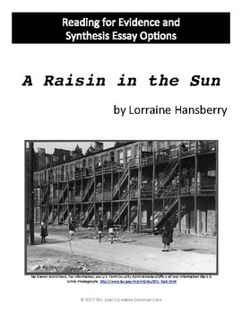 Preview of A Raisin in the Sun - Reading for Evidence and Three Synthesis Essay Options