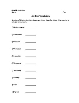 A Raisin In The Sun Vocab Crossword Puzzle - WordMint