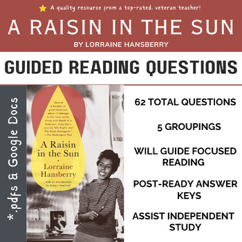 Preview of A Raisin in the Sun by Hansberry / Guided Reading Questions / HS Drama / Lit.