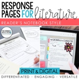 Reading Response Pages for Literature (PRINT & DIGITAL)