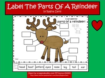 Preview of A+ Reindeer: Label The Parts Of A Reindeer