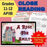 A Rose For Emily Close Reading and Assessment Activities