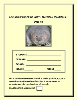 Preview of BOOK OF MAMMALS: VOLES: AP BIO,  BIO, JR COLLEGE, MG, GRS 7-12, SUMMER  CAMP