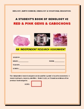 Preview of A STUDENT'S BOOK OF GEMOLOGY #2: RED & PINK STONES  GRS. 7-12, MG, EARTH SCIENCE