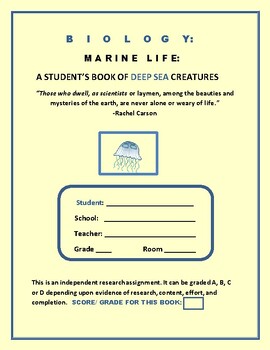 Preview of A STUDENT'S BOOK OF MARINE LIFE:  GRS. 4-8, MG, SCIENCE
