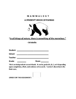 Preview of A STUDENT'S BOOK OF PANDAS: AN INDEPENDENT RESEARCH BOOK