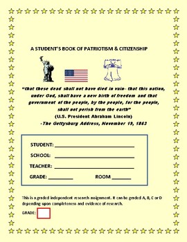 Preview of A STUDENT'S BOOK OF PATRIOTISM & CITIZENSHIP