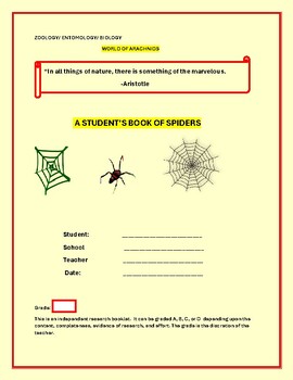 Preview of A STUDENT'S BOOK OF SPIDERS: STEM, SUMMER CAMP, BIOLOGY & INDEPENDENT BOOKLET