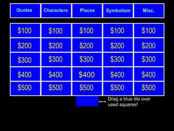 Preview of A Separate Peace Jeopardy for Smartboard