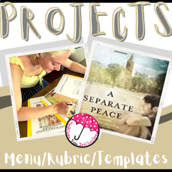 Preview of A Separate Peace John Knowles Projects/Menu/Rubric/Templates