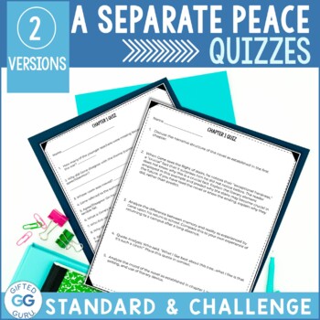 Preview of A Separate Peace Quizzes | Differentiated | High-Level Thinking | With Keys