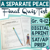 A Separate Peace SAT AP Final Quiz Test SAT Prep AP Prep J