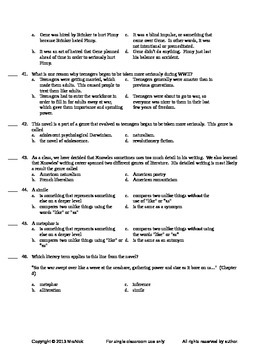 A Separate Peace Unit Worksheets Teaching Resources Tpt