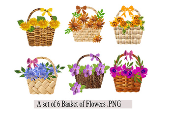 Preview of A Set of 6 basket of Flowers