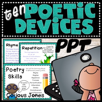 Preview of Poetic Devices & Figurative Language PPT -  Examples & Practice
