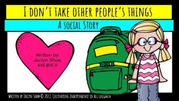 Preview of A Social Story _ "I Don't Take Other People's Things" (SEL ACTIVITIES)