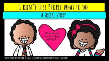 Preview of A Social Story _ "I Don't Tell People What to Do" (SEL ACTIVITIES)