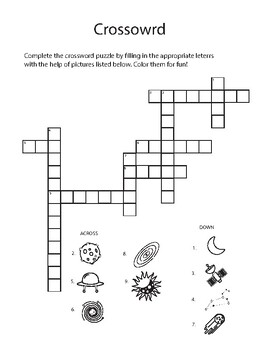 Preview of A Space-themed, Crossword Puzzle Book for Kids